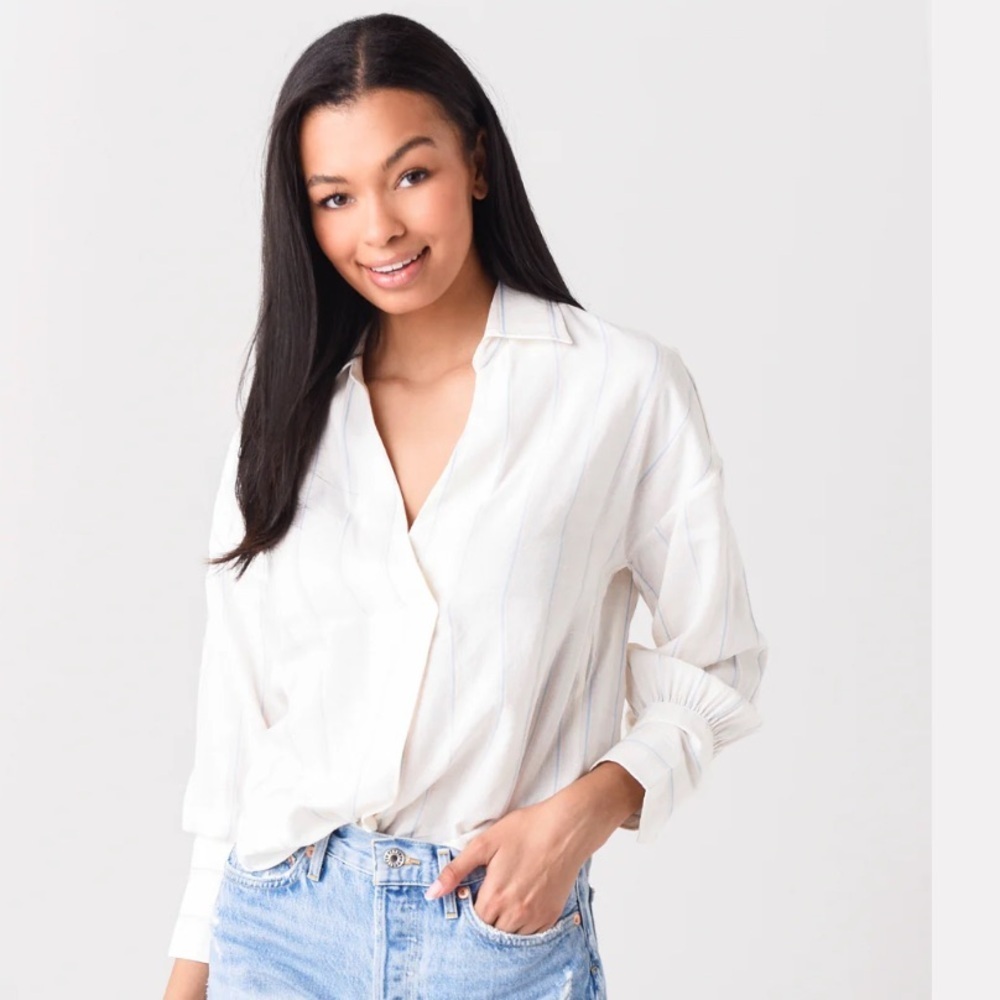 The Zadig & Voltaire Women's Travela Raye Tunic Blouse Button Up Top Shirt Small